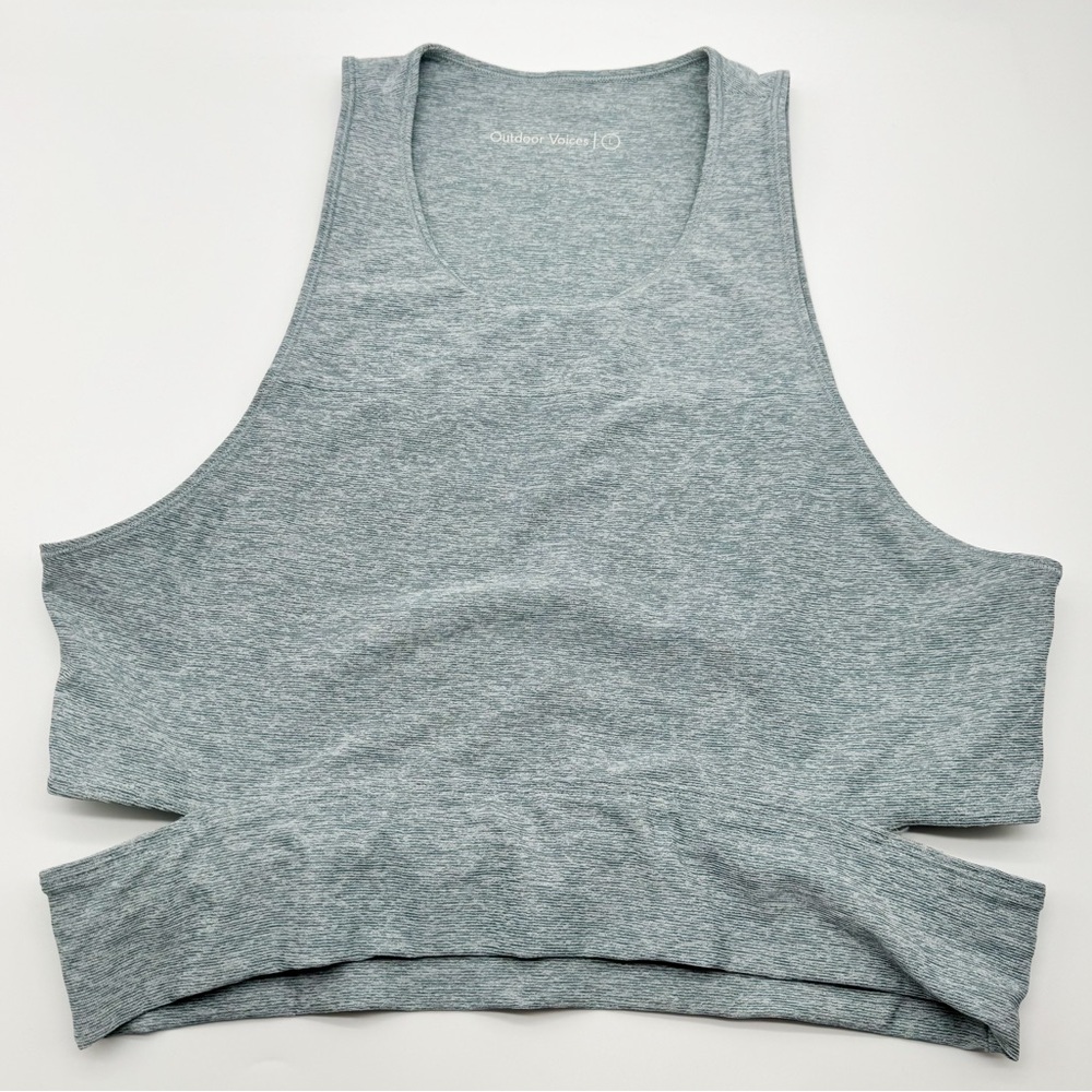Outdoor Voices Slash Back Sports Bra Crop Top Gray Spacedye Women’s Size Large